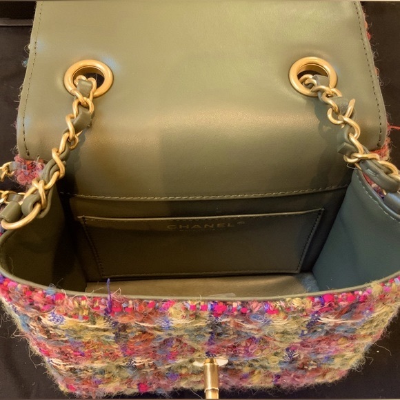 Chanel Quilted Tweed Mini Classic Square Single Flap Bag - Picture 7 of 11